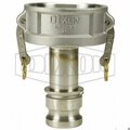 Dixon Type DA Cam and Groove Reducing Coupler, 2 x 4 in Nominal, Coupler x Adapter End Style, 316 SS 4020-DA-SS